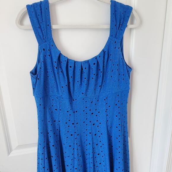 London Style Women's Sleeveless Blue Eyelet Dress Size Large - Picture 3 of 7